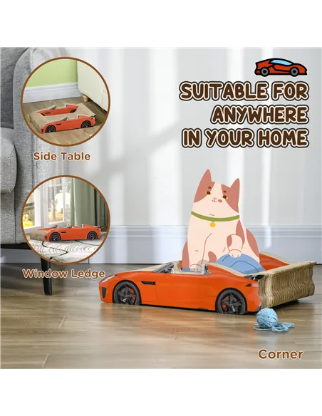 PawHut 2 in 1 Cat Scratching Board with Catnip, Car-shaped