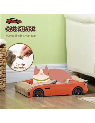PawHut 2 in 1 Cat Scratching Board with Catnip, Car-shaped