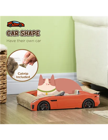 PawHut 2 in 1 Cat Scratching Board with Catnip, Car-shaped
