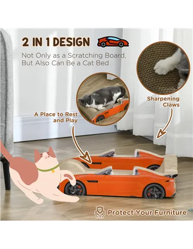 PawHut 2 in 1 Cat Scratching Board with Catnip, Car-shaped