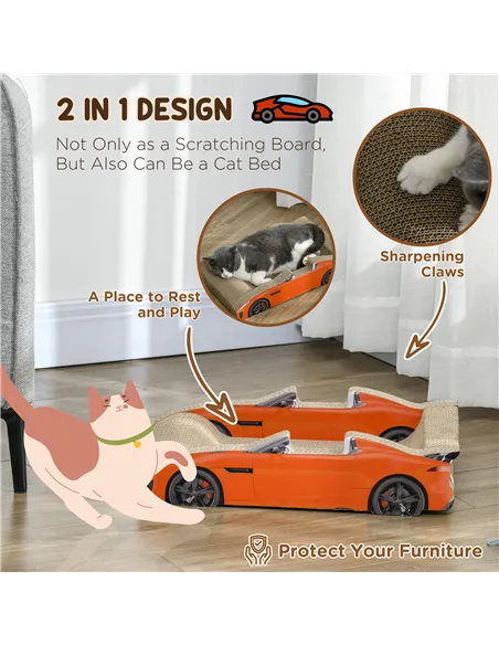 PawHut 2 in 1 Cat Scratching Board with Catnip, Car-shaped