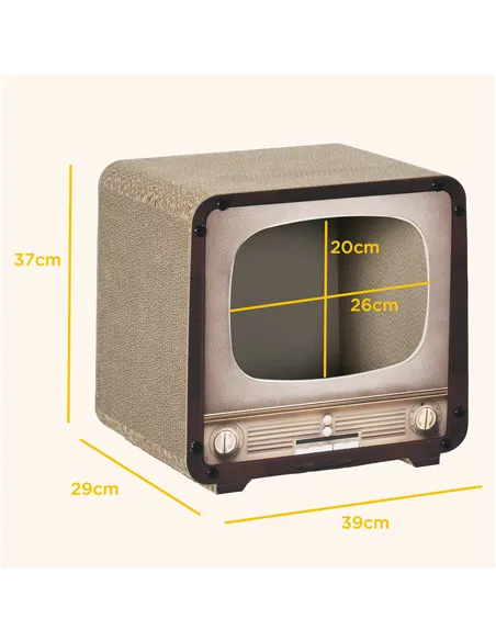 PawHut 2 in 1 TV Shape Cat Scratching Board House with Catnip, for Indoor Cats, Brown