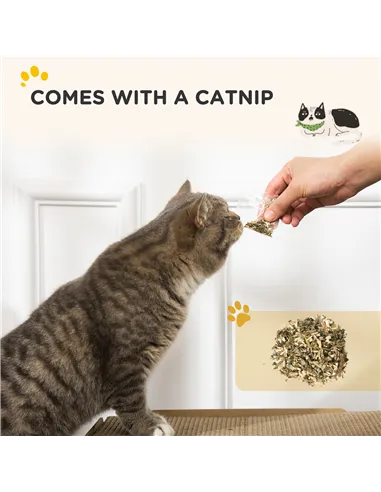 PawHut 2 in 1 TV Shape Cat Scratching Board House with Catnip, for Indoor Cats, Brown