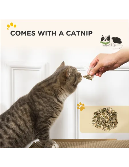 PawHut 2 in 1 TV Shape Cat Scratching Board House with Catnip, for Indoor Cats, Brown