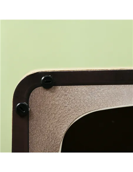 PawHut 2 in 1 TV Shape Cat Scratching Board House with Catnip, for Indoor Cats, Brown