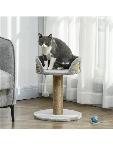 PawHut Cat Tree Tower with Scratching Posts, Grey