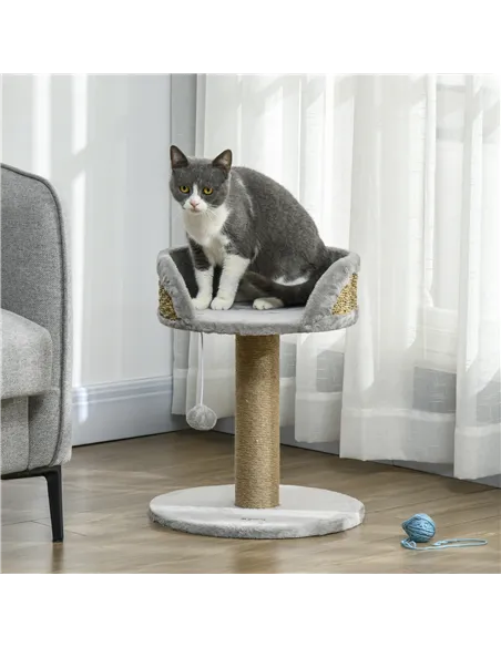 PawHut Cat Tree Tower with Scratching Posts, Grey
