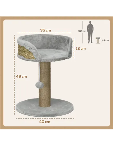 PawHut Cat Tree Tower with Scratching Posts, Grey