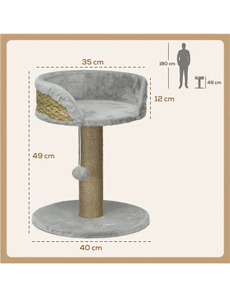 PawHut Cat Tree Tower with Scratching Posts, Grey