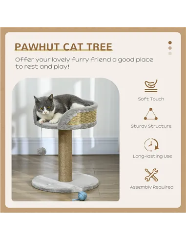 PawHut Cat Tree Tower with Scratching Posts, Grey