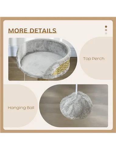 PawHut Cat Tree Tower with Scratching Posts, Grey