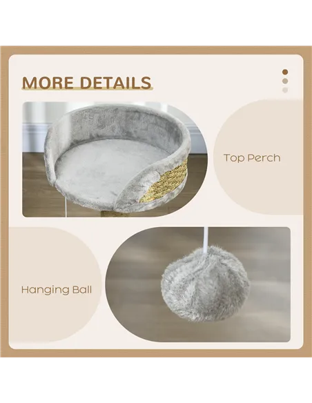 PawHut Cat Tree Tower with Scratching Posts, Grey