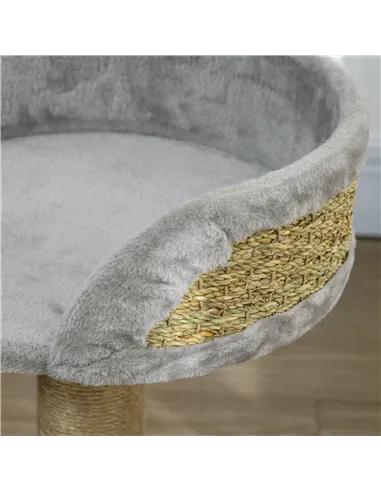 PawHut Cat Tree Tower with Scratching Posts, Grey