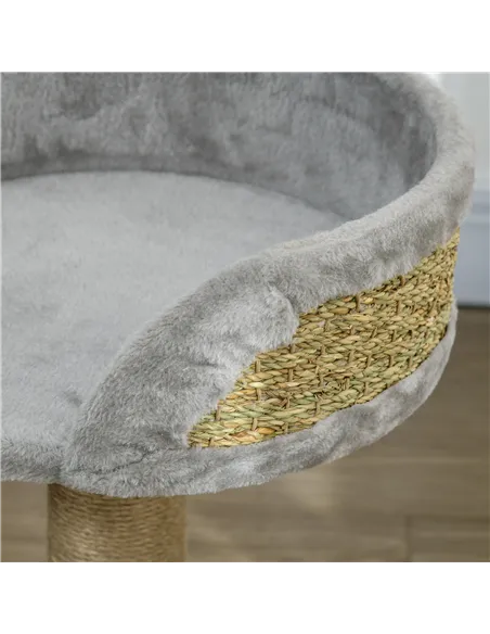 PawHut Cat Tree Tower with Scratching Posts, Grey