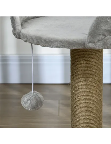 PawHut Cat Tree Tower with Scratching Posts, Grey