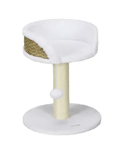 PawHut Cat Tree Tower with Scratching Posts, White