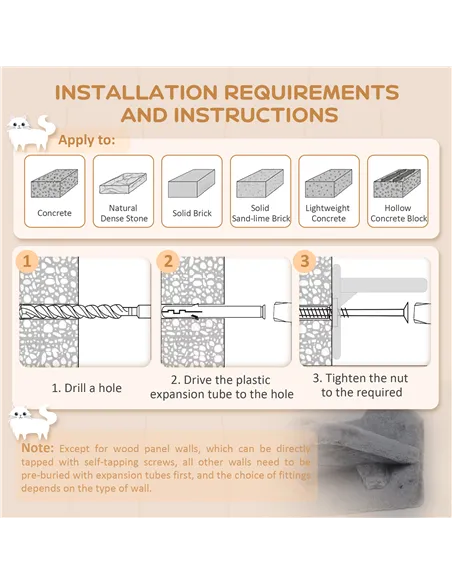 PawHut 4PCs Wall-Mounted Cat Shelves w/ Scratching Post, Hammock, Nest - Dark Grey