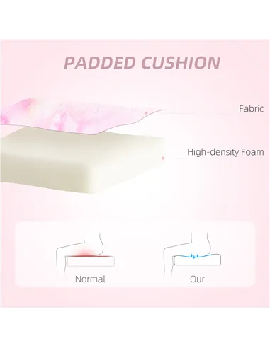 HOMCOM Fuzzy Office Chair with Bunny Ears, Faux Fur Swivel Desk Chair, Armless Makeup Vanity Chair with Adjustable Height for Be