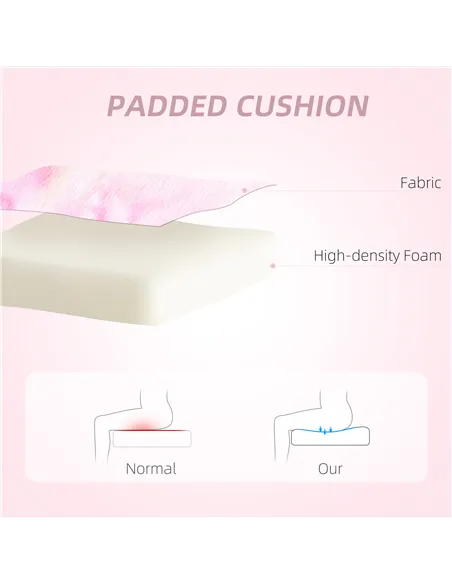 HOMCOM Fuzzy Office Chair with Bunny Ears, Faux Fur Swivel Desk Chair, Armless Makeup Vanity Chair with Adjustable Height for Be