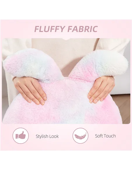 HOMCOM Fuzzy Office Chair with Bunny Ears, Faux Fur Swivel Desk Chair, Armless Makeup Vanity Chair with Adjustable Height for Be