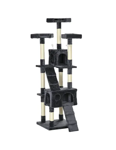 PawHut 173cm Cat Tree Scratching House, Activity Play Centre, Charcoal Grey