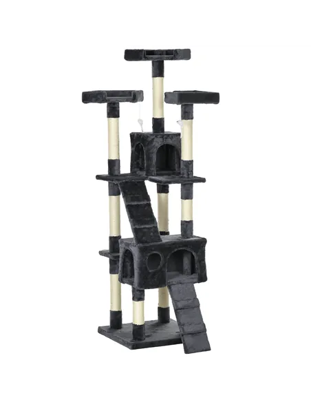 PawHut 173cm Cat Tree Scratching House, Activity Play Centre, Charcoal Grey