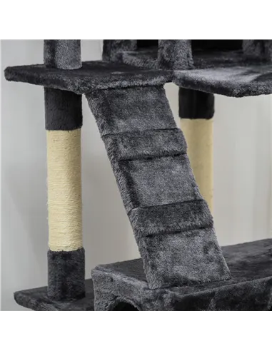 PawHut 173cm Cat Tree Scratching House, Activity Play Centre, Charcoal Grey
