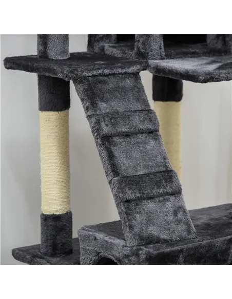 PawHut 173cm Cat Tree Scratching House, Activity Play Centre, Charcoal Grey