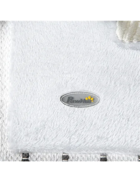 PawHut 81cm Cat Scratcher, Vertical Full Scratcher w/ Natural Sisal Rope, Hanging Ball, Soft Plush - White