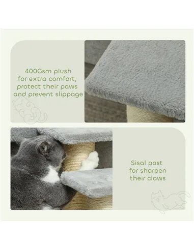 PawHut Pet Stairs 3-step Pet Ladder Cat dog Stairs Climb Ladder Cat Tree, Grey