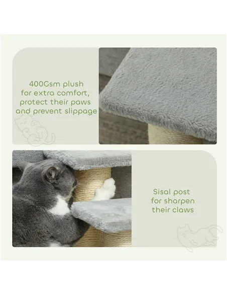 PawHut Pet Stairs 3-step Pet Ladder Cat dog Stairs Climb Ladder Cat Tree, Grey