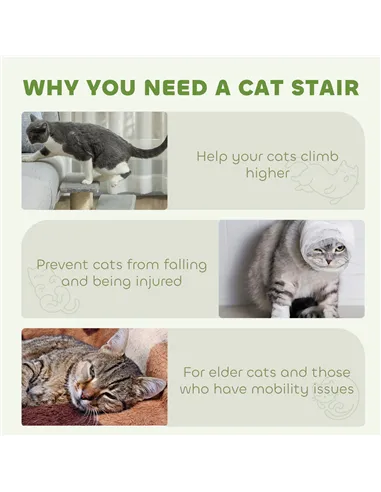 PawHut Pet Stairs 3-step Pet Ladder Cat dog Stairs Climb Ladder Cat Tree, Grey