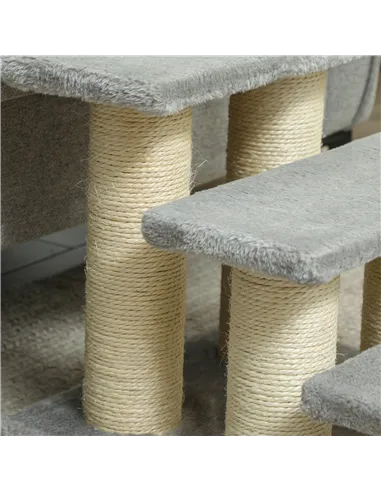 PawHut Pet Stairs 3-step Pet Ladder Cat dog Stairs Climb Ladder Cat Tree, Grey