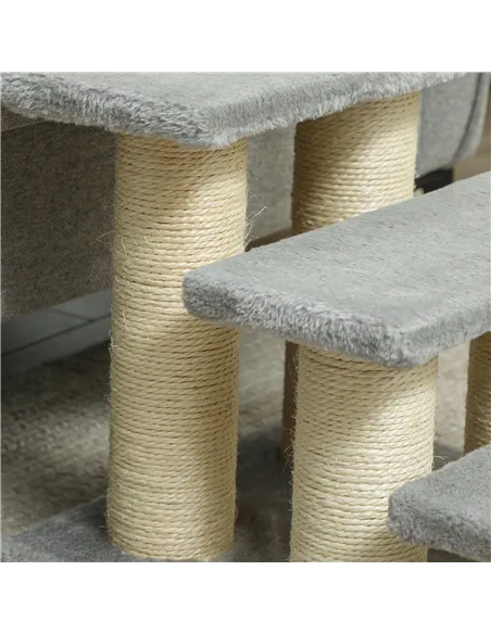 PawHut Pet Stairs 3-step Pet Ladder Cat dog Stairs Climb Ladder Cat Tree, Grey