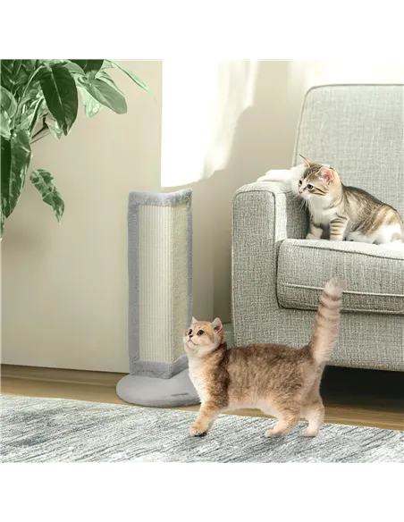 PawHut 56cm Corner Cat Scratching Post with Sisal Scratching Pad, Grey