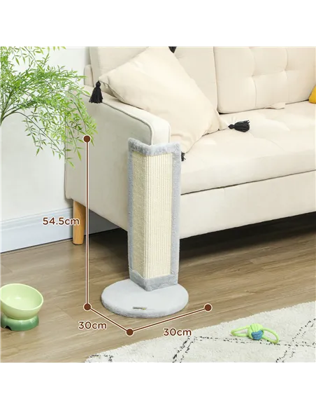 PawHut 56cm Corner Cat Scratching Post with Sisal Scratching Pad, Grey