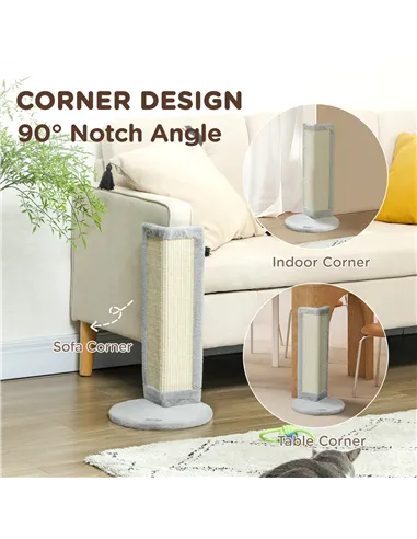 PawHut 56cm Corner Cat Scratching Post with Sisal Scratching Pad, Grey