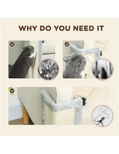 PawHut 56cm Corner Cat Scratching Post with Sisal Scratching Pad, Grey