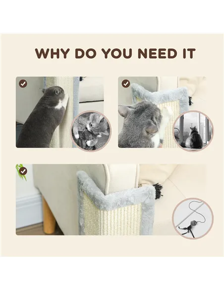 PawHut 56cm Corner Cat Scratching Post with Sisal Scratching Pad, Grey