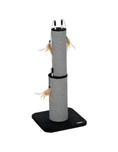 PawHut 78cm 2-in-1 Cat Scratching Post with 3 Toy Feathers, Black