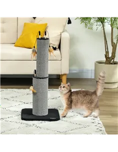 PawHut 78cm 2-in-1 Cat Scratching Post with 3 Toy Feathers, Black 2