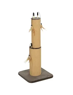 PawHut 78cm 2-in-1 Cat Scratching Post with 3 Toy Feathers, Brown