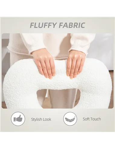 HOMCOM Armless Heart Computer Desk Chair, Teddy Fleece Swivel Office Chair, Makeup Vanity Chair with Height Adjustable, Wheels, 