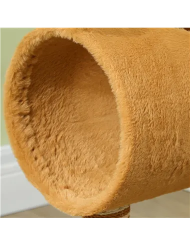 PawHut 98cm Deer-Designed Cat Tree with Scratching Posts, Toy Ball, Tunnel, Brown