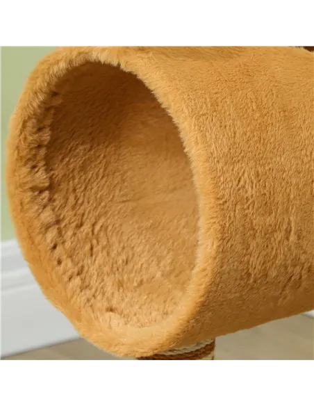 PawHut 98cm Deer-Designed Cat Tree with Scratching Posts, Toy Ball, Tunnel, Brown