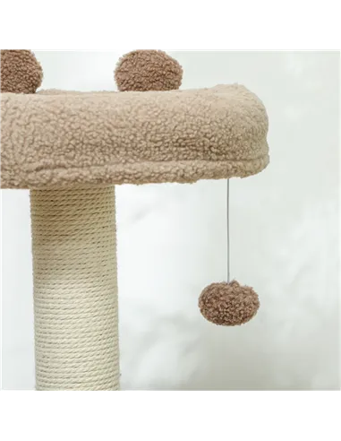 PawHut Cat Tree for Indoor Cats, 88cm Cat Tower with Sisal Scratching Post, Hanging Ball, Large Cat Perch, Stairs, Brown