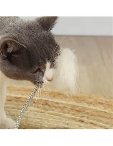 PawHut 49cm 5 in 1 Cat Scratching Post with Sisal Post, Track Ball, Self Grooming Brush, Hanging Toy Ball, Feather, Oak Tone