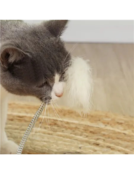 PawHut 49cm 5 in 1 Cat Scratching Post with Sisal Post, Track Ball, Self Grooming Brush, Hanging Toy Ball, Feather, Oak Tone