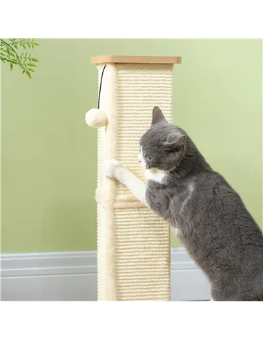PawHut 3-in-1 Cat Scratching Post, 67cm Cat Scratcher w/ Track Ball Toy, Oak Tone