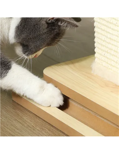 PawHut 3-in-1 Cat Scratching Post, 67cm Cat Scratcher w/ Track Ball Toy, Oak Tone